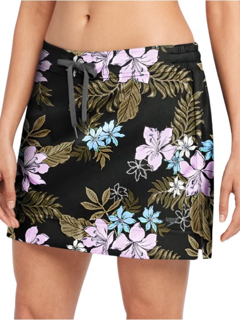 NWOT Speedo Black Floral Swim Skort